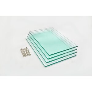 Комплект полированных стеклянных полок с фурнитурой для подставок Панорама 450 (4 шт.10 мм.)