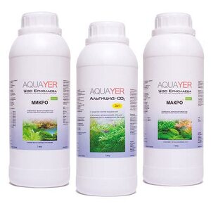 Набор удобрений Aquayer (Микро+, Макро+, Альгицид+СО2), 3 х 1000 мл